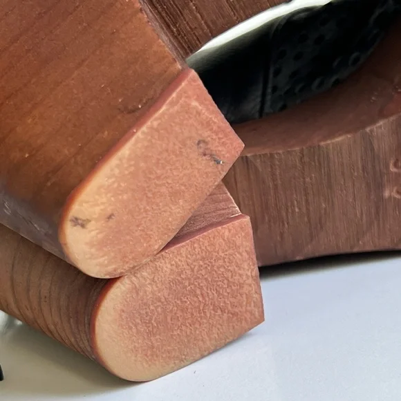 Free People Black Leather Mules with Brown Heels - Picture 13 of 15